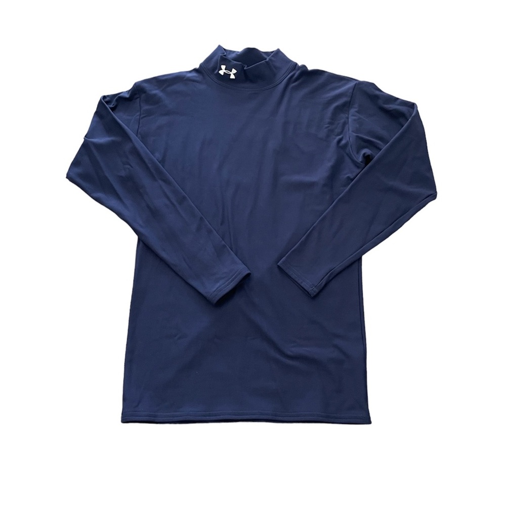 Under Armour Mens Compression Mock Neck Blue Long Sleeve Shirt Large